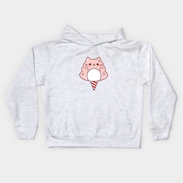 Pink Cat Cotton Candy Kids Hoodie by mintcorner